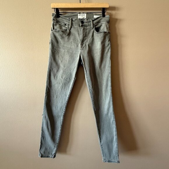 Women's 28 Frame Le High Skinny High Rise Faded Black Gray Ankle Cropped Jeans - Picture 2 of 8